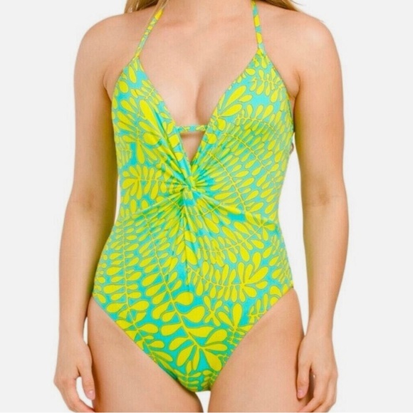 Trina Turk TRELLIS Green One Piece Swimsuit NWT Sz 4 - Picture 1 of 7